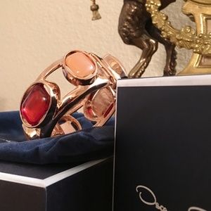 Oscar de la Renta Bangle Bracelet Rose Pink Red